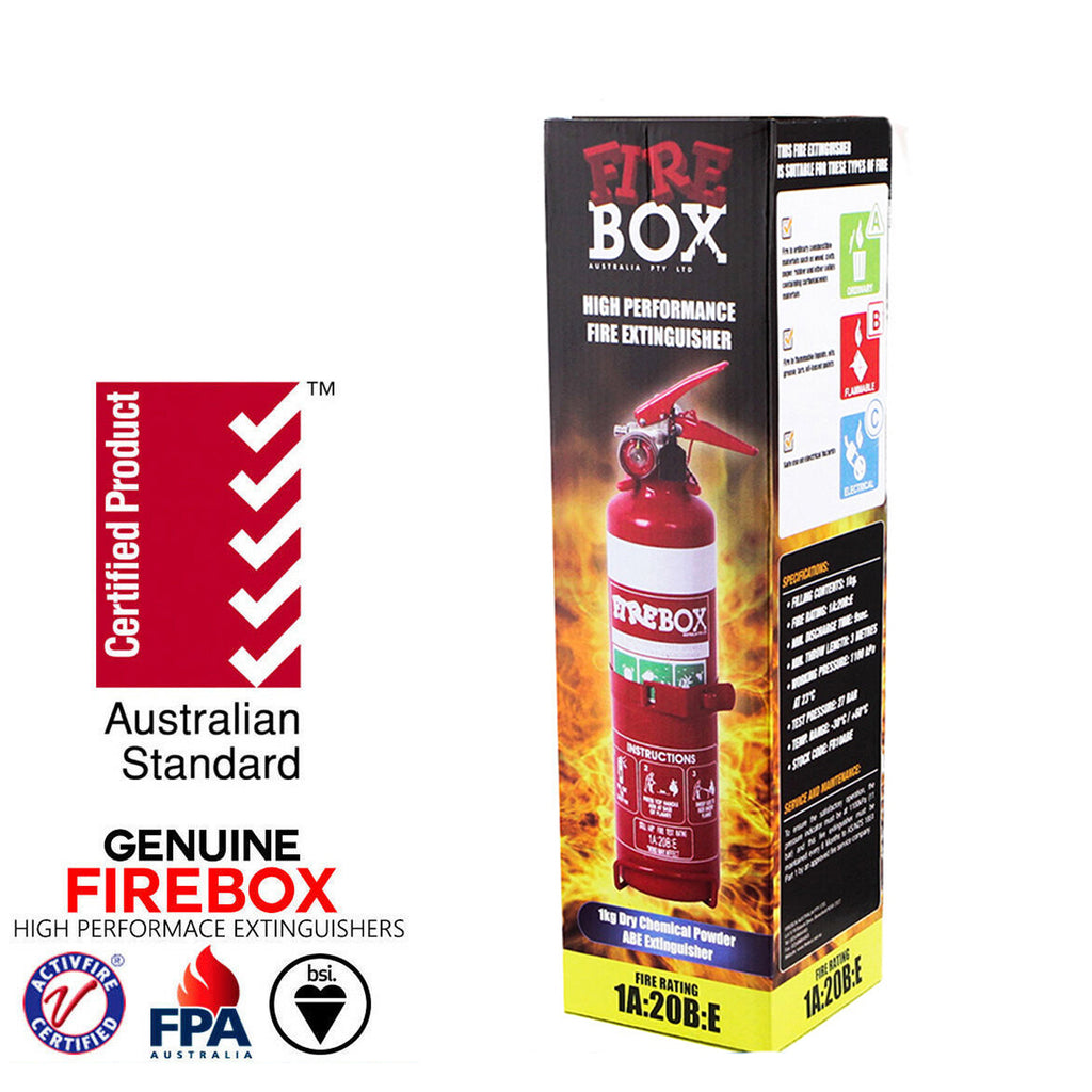 FIREBOX Fire Extinguisher ABE Professional Dry Chemical Powder w/ Bracket Car Boat 1kg