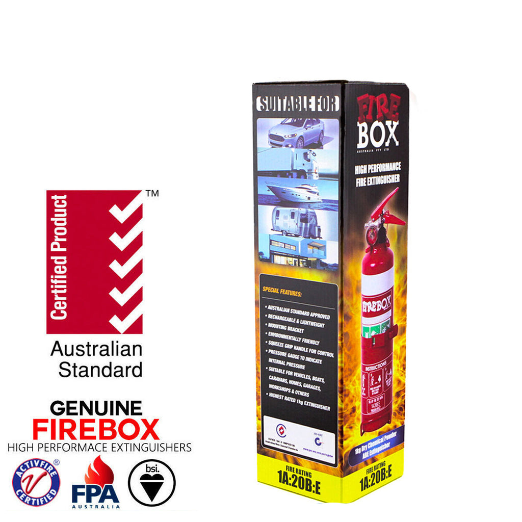 FIREBOX Fire Extinguisher ABE Professional Dry Chemical Powder w/ Bracket Car Boat 1kg