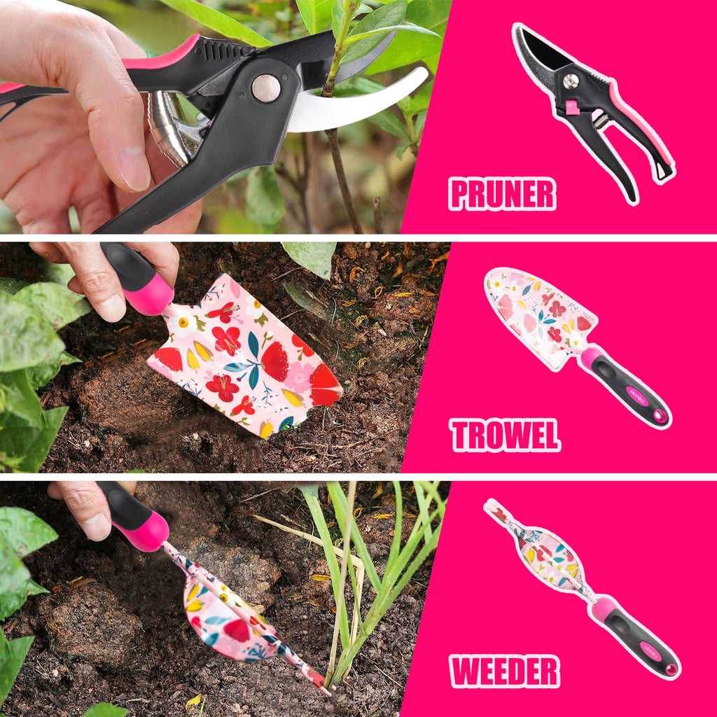 Monika Pink Tool Combo Portable Household Tool Set & Gardening Tool Kit