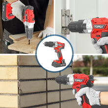 Load image into Gallery viewer, TOPEX 20V Lithium-Ion Cordless Drill Driver Impact Hammer drill w/ Battery Charger
