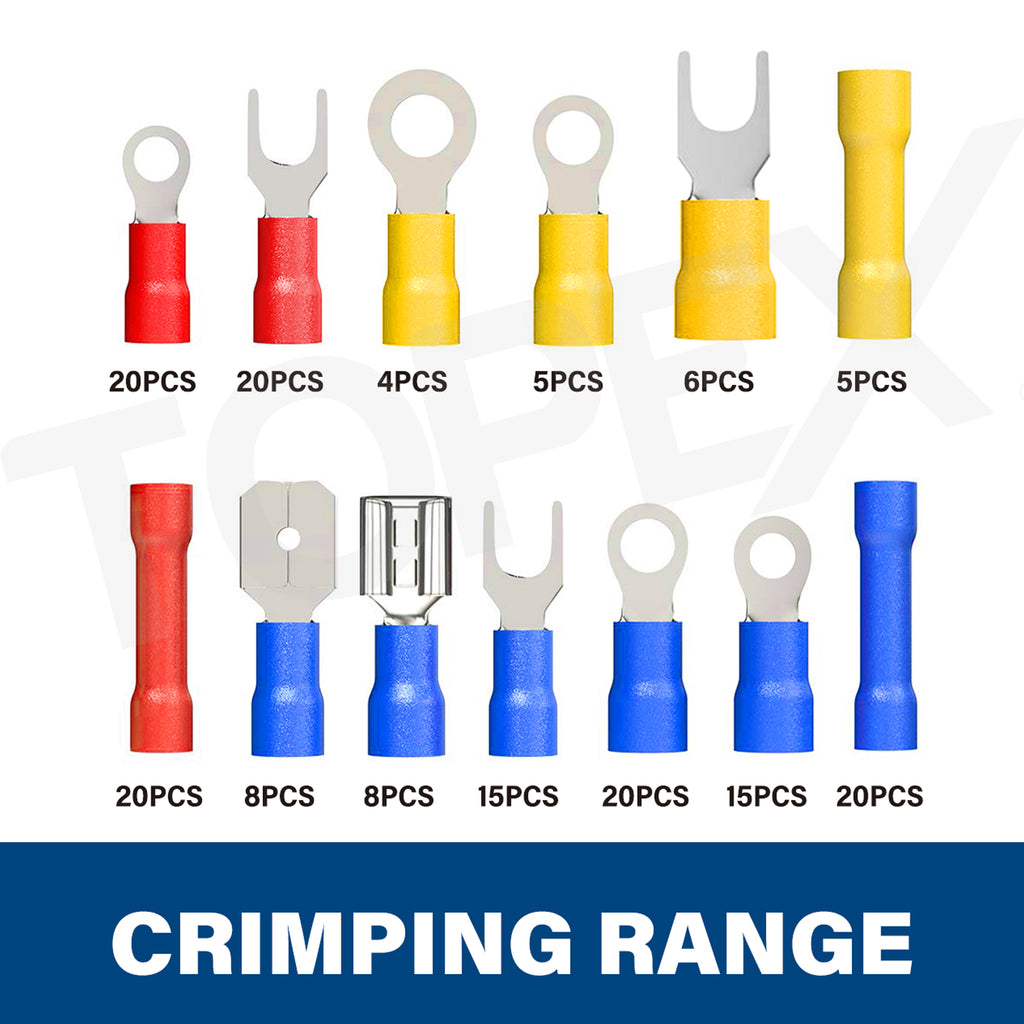 TOPEX 285 PCs Auto Electrical Repair Kit Gauge Wire Stripper Connectors Assortment Set Multifunctional & Self-Adjusting Cutting Peeling Pliers Tool