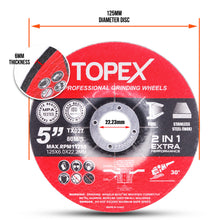 Load image into Gallery viewer, TOPEX Heavy Duty 900W 125mm 5&#39;&#39; Angle Grinder w/ 25PCs 5&quot; Grinding Wheels