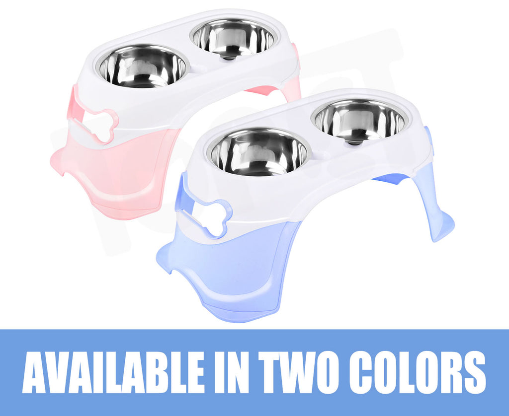 truepal Dual Elevated Raised Pet Dog Puppy Feeder Bowl Stainless Steel Food Water Stand
