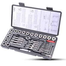 Load image into Gallery viewer, 40 PCs Metric Imperial Tap and Die Set Screw Thread Drill Kit Pitch Gauge M3-M12